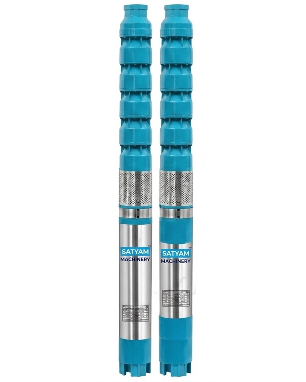 A pair of borewell submersible pumps
