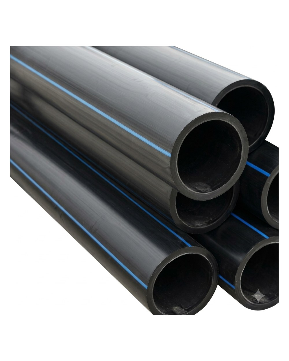 Lengths of black HDPE water pipe