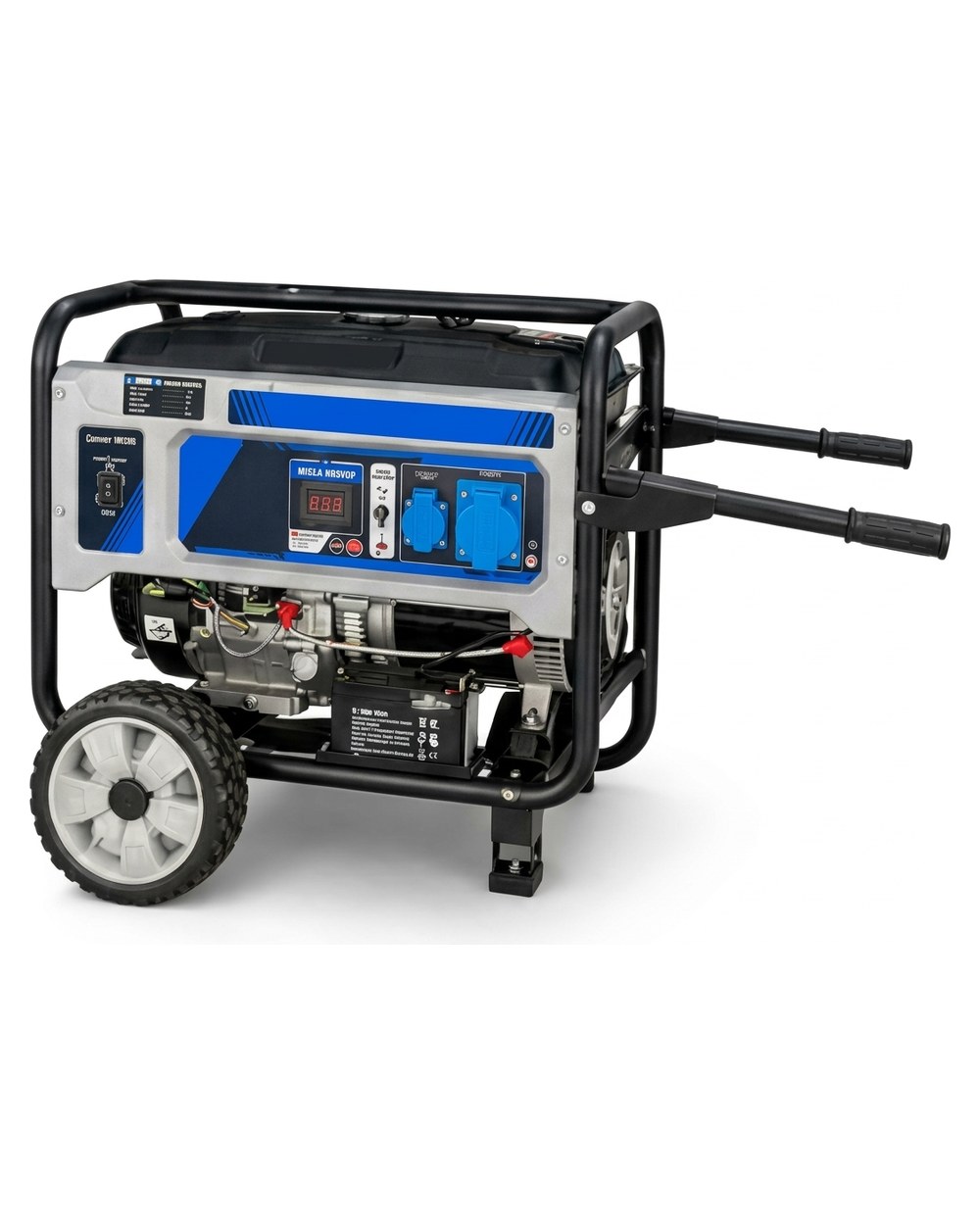 A portable petrol generator on wheels